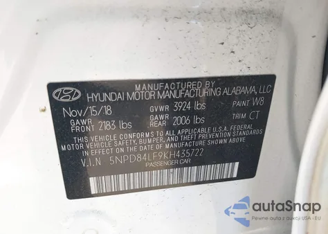 2019 Hyundai Elantra Value Edition from USA, damaged, VIN 5NPD84LF9KH435722